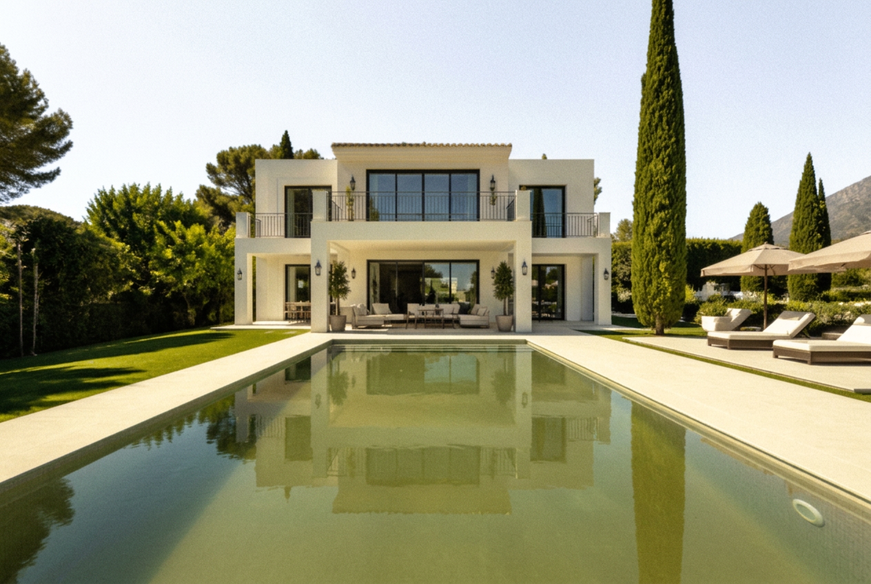 Villa con piscina prima e dopo la lavorazione dell'acqua — prima